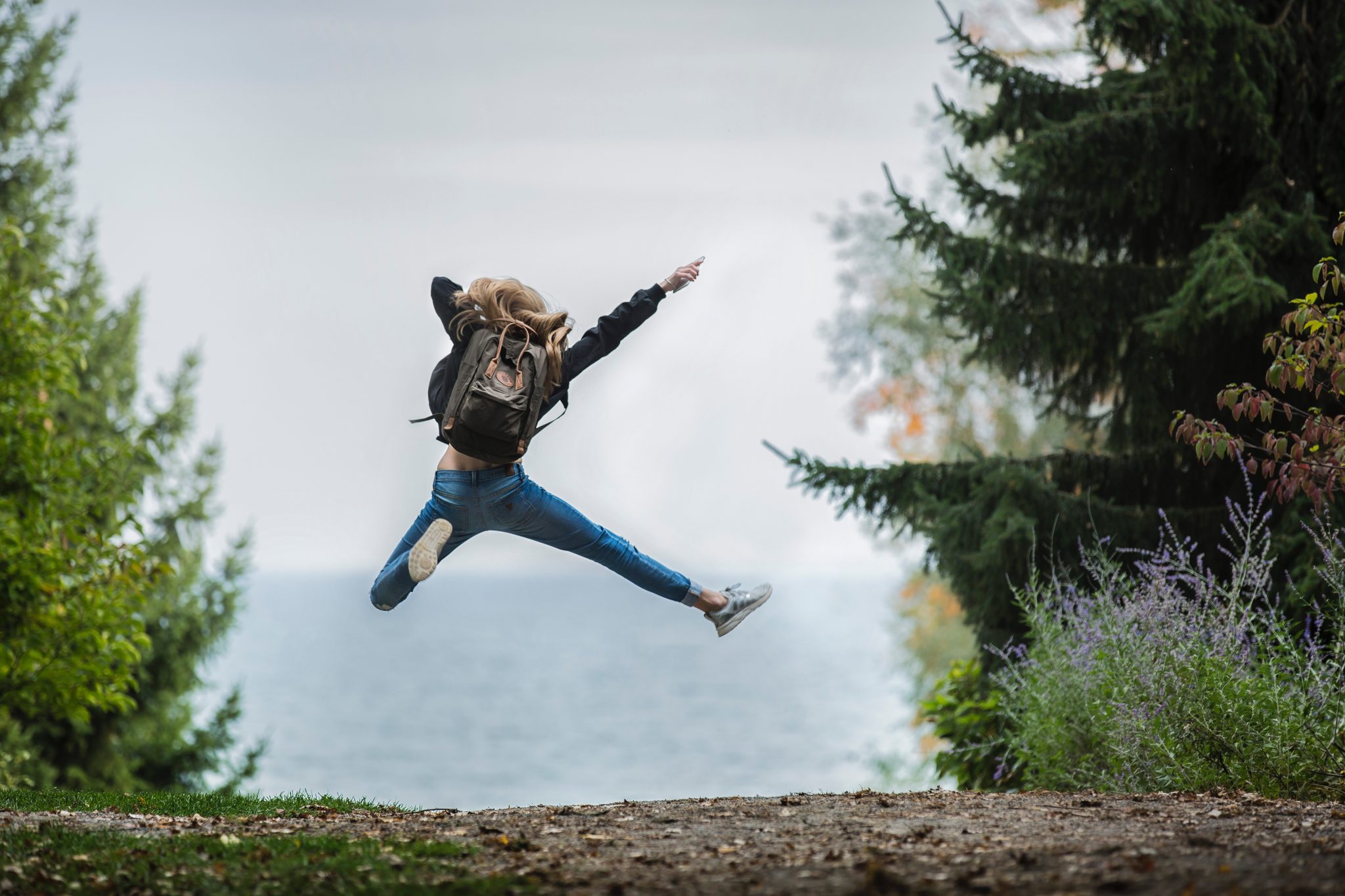 happy jump woman